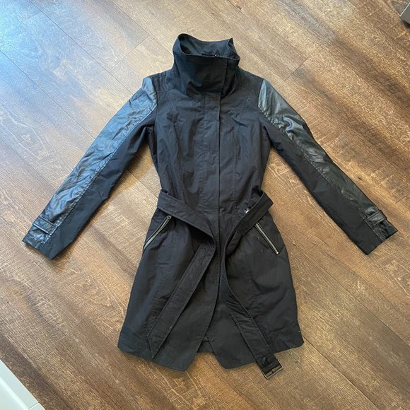 7 For All Mankind Belted Asymmetrical Trench Coat - Extra-Small - Picture 2 of 8